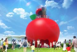 淡路島にキティのりんご型展望シアター誕生　 360度映像＆絶景も