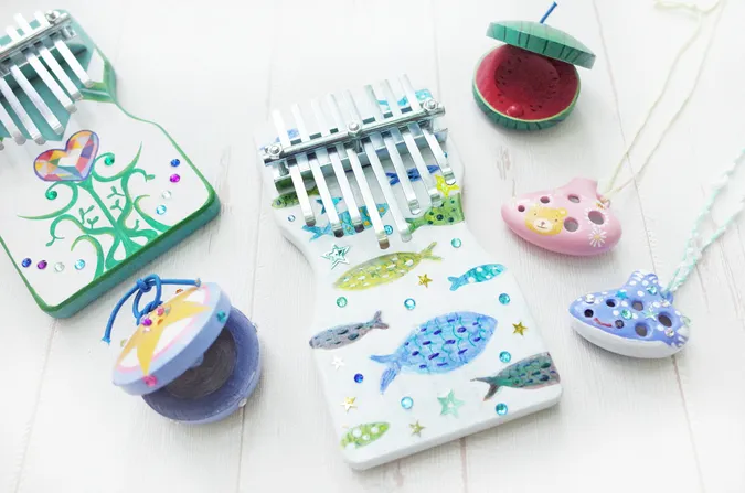 夏限定 木工おえかき楽器「カリンバ／オカリナ／カスタネット」作り