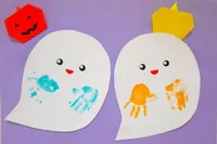 親子 de 工作「手形でおばけ」