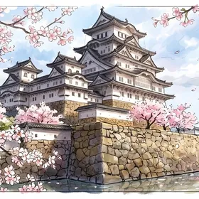 🌈 屋根も石垣もカラフルに！日本のお城を描こう 🖌️