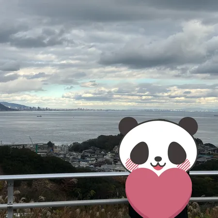 ちょうど曇りの日で神戸の街並みが霞...