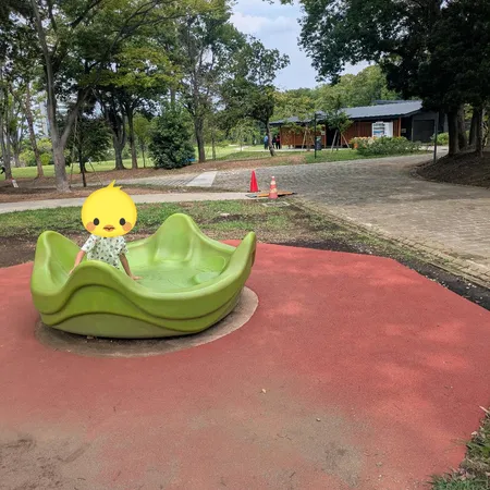 広い公園の一角、緑道側（緩やかな坂...
