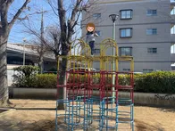 小さい公園ですが鉄棒あり。ちょっと...