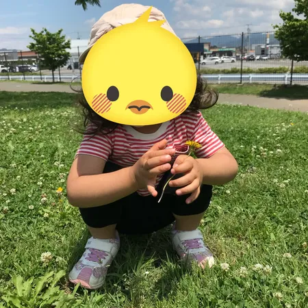 広々とした公園で芝生、砂場、遊具が...