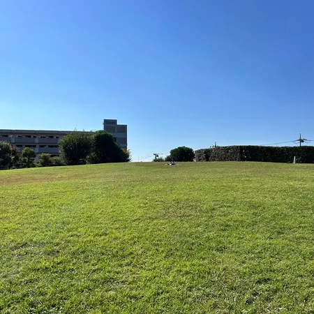 環状八号線沿いにある、広々とした芝...