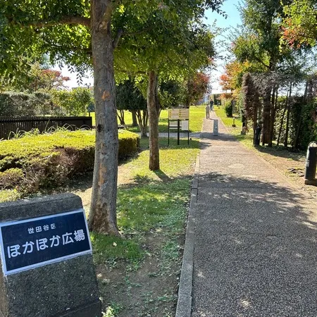 環状八号線沿いにある、広々とした芝...